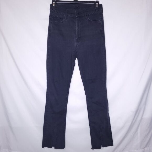 Mother Jeans 26 Black Insider Slit Ankle Fray Not Guilty - Picture 1 of 14